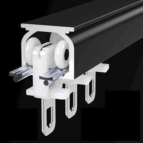 Ceiling Curtain Track 1m-6m Heavy-Duty Curtain Rail Ceiling or Wall Mount for Living Room Bedroom Room Divider,Black-Ceiling-3.6m(3 * 1.2m) in Saudi Arabia