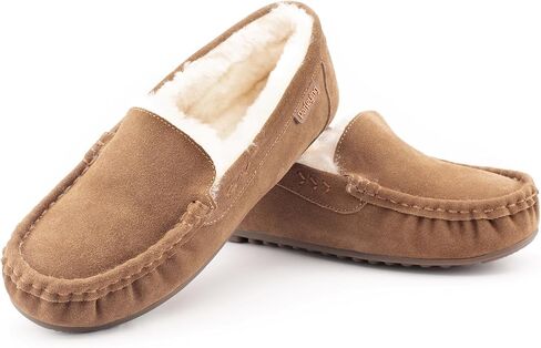 Women's Sheepskin Moccasin Slippers Cow Suede Memory Foam Driving Style Loafers in Saudi Arabia
