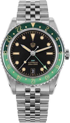 watchdives GMT Watches for Men, WD6542 Men Watch NH34 Automatic Wristwatch 38mm Bubble Domed Sapphire Crystal Watches 100M Waterproof in Kuwait