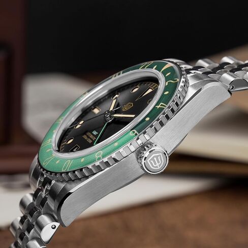 watchdives GMT Watches for Men, WD6542 Men Watch NH34 Automatic Wristwatch 38mm Bubble Domed Sapphire Crystal Watches 100M Waterproof in Kuwait