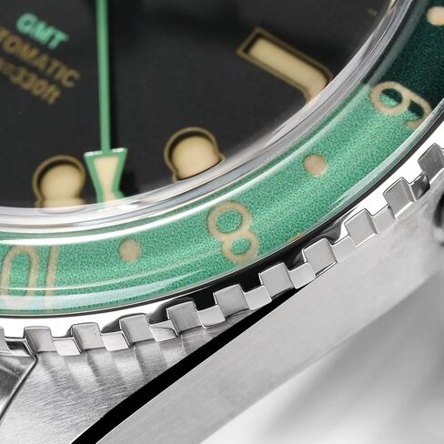 watchdives GMT Watches for Men, WD6542 Men Watch NH34 Automatic Wristwatch 38mm Bubble Domed Sapphire Crystal Watches 100M Waterproof in Kuwait