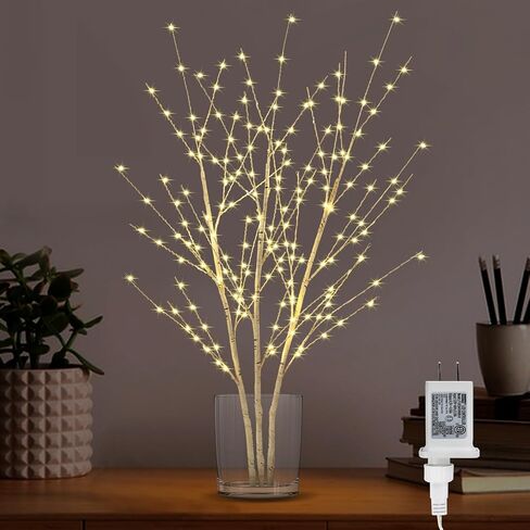 33in Lighted Birch Tree with 180 LED Lights, Twinkling Light Up Tree with Timer, DIY Flexible Lighted Branches for Home Décor, Bedroom, Wedding, Party in Saudi Arabia