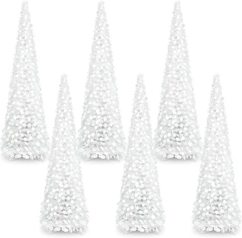 Leyndo Collapsible Artificial Christmas Tree Pencil Pop up Tinsel Skinny Sequined Christmas Tree for Home Fireplace Decoration (5 ft,White,2) in Saudi Arabia