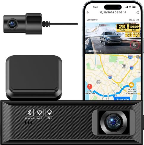 Miofive Smart Dash Cam, 2160P UHD Dash Camera for Cars, Mini S Car Camera with Wi-Fi, GPS, WDR, Night Vision, G-Sensor, App, Loop Recording, Parking Monitor, Time-Lapse in Kuwait