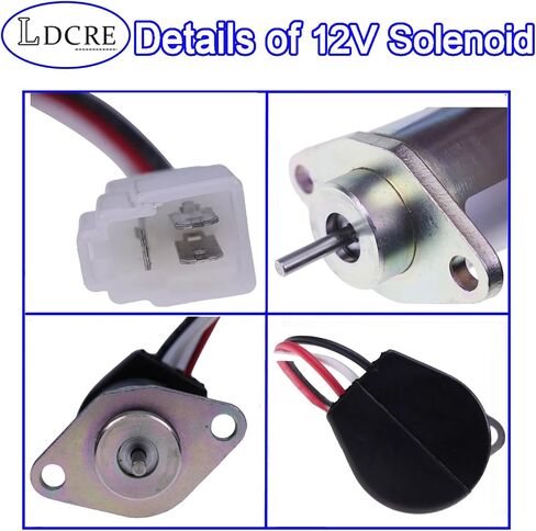 12V Solenoid SK-1043-58, 6281-910-011-00 Compatible with Iseki E3CD E3CE E3CF E3CG TG5330E4, Massey Ferguson 1500 Series 1520 1532 1533, Replaces SA-5190-12, Solenoid for Engine Start and Operation in Saudi Arabia