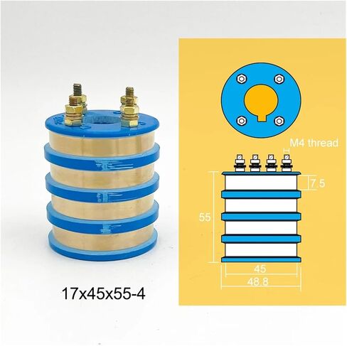 1 Pcs 4-Way Rotating Conductive Slip Ring Copper Ring Current Collector with Carbon Brush(25x60x75-4) in Saudi Arabia