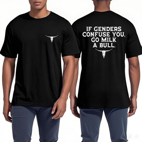 If Genders Confuse You Go Milk A Bull Shirt Funny Milk A Bull Shirt in Saudi Arabia