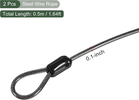 YOKIVE 2 Pcs Security Steel Cables, Coated Baggage Lock Wire Rope with Double Loop | Great for Luggage, Bicycles, Doors (Green, 2.5mmx0.5m) in Saudi Arabia