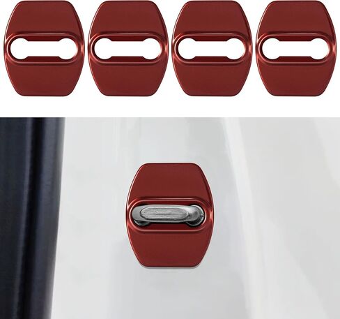 TOMALL 4Pcs Car Door Lock Latches Covers Compatible with Hyundai Sonata Elantra Santa Fe Palisade Tucson Veloster N Genesis Kona/Kona EV Azera Ioniq Stainless Steel Exterior Accessories (Black) in Saudi Arabia