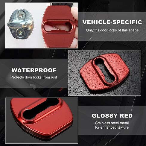 TOMALL 4Pcs Car Door Lock Latches Covers Compatible with Hyundai Sonata Elantra Santa Fe Palisade Tucson Veloster N Genesis Kona/Kona EV Azera Ioniq Stainless Steel Exterior Accessories (Black) in Saudi Arabia