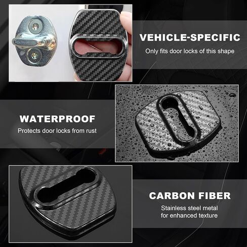 TOMALL 4Pcs Car Door Lock Latches Covers Compatible with Hyundai Sonata Elantra Santa Fe Palisade Tucson Veloster N Genesis Kona/Kona EV Azera Ioniq Stainless Steel Exterior Accessories (Black) in Saudi Arabia