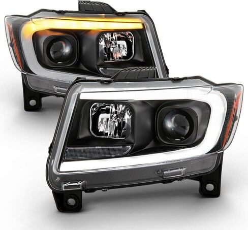 ACANII - For 2011-2013 Jeep Grand Cherokee Black Switchback LED DRL Sequential Signal Projector Headlights Headlamps Set in Saudi Arabia