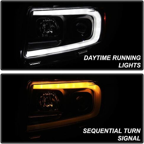ACANII - For 2011-2013 Jeep Grand Cherokee Black Switchback LED DRL Sequential Signal Projector Headlights Headlamps Set in Saudi Arabia