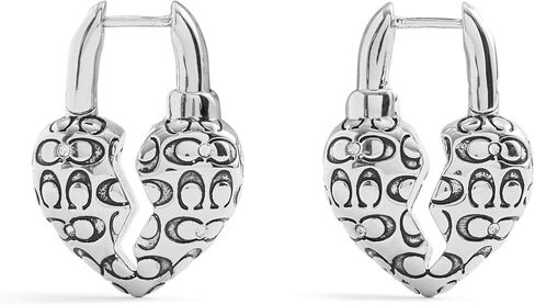 COACH Women's Signature Quilted Broken Heart Huggie Earrings in Saudi Arabia