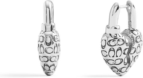 COACH Women's Signature Quilted Broken Heart Huggie Earrings in Saudi Arabia