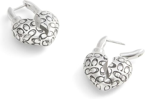 COACH Women's Signature Quilted Broken Heart Huggie Earrings in Saudi Arabia