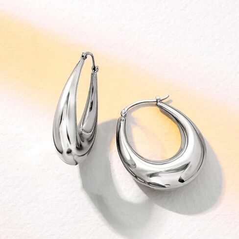 Ross-Simons Sterling Silver Graduated Hoop Earrings in Saudi Arabia