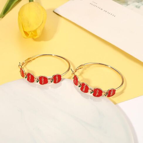 Teacher Appreciation Gifts for Women Teacher Earrings Book Pencil Hoop Earrings Back To School Jewelry Accessories Outfits in Saudi Arabia