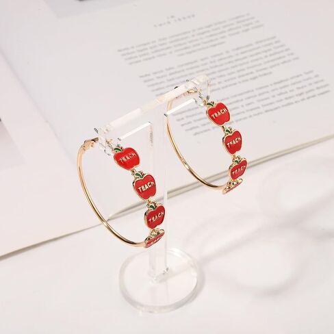 Teacher Appreciation Gifts for Women Teacher Earrings Book Pencil Hoop Earrings Back To School Jewelry Accessories Outfits in Saudi Arabia