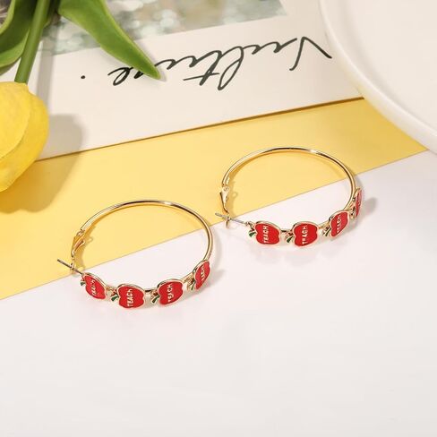 Teacher Appreciation Gifts for Women Teacher Earrings Book Pencil Hoop Earrings Back To School Jewelry Accessories Outfits in Saudi Arabia