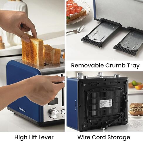 4 Slice Toaster, Roter Mond Countdown Stainless Steel Toaster with Bagel, Defrost, Cancel Function, Dual Toaster Extra Wide Slots, 6 Bread Shade Settings Bread Toaster, Removable Crumb Trays, 1650W in Saudi Arabia
