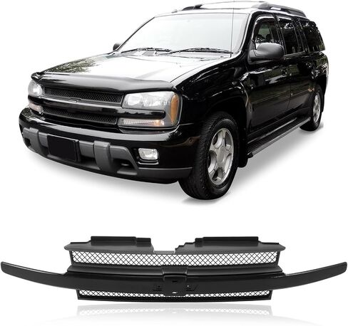 CarPartsDepot Front Grille Black Center Bar With Dark Gray Mesh Compatible With 2002-2005 Chevy Trailblazer GM1200470 10358121 in Saudi Arabia