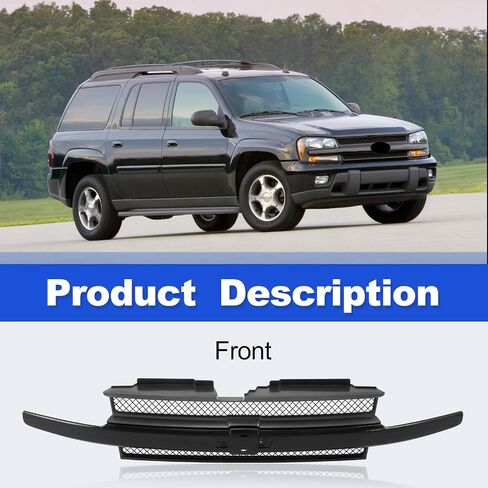CarPartsDepot Front Grille Black Center Bar With Dark Gray Mesh Compatible With 2002-2005 Chevy Trailblazer GM1200470 10358121 in Saudi Arabia