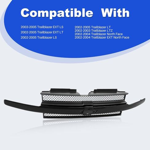 CarPartsDepot Front Grille Black Center Bar With Dark Gray Mesh Compatible With 2002-2005 Chevy Trailblazer GM1200470 10358121 in Saudi Arabia