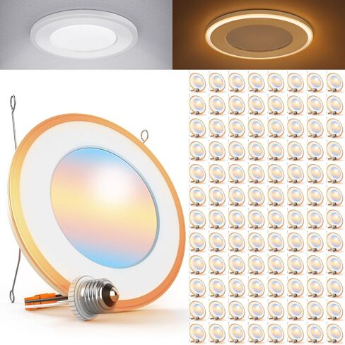 Sunco 12 Pack 6 Inch LED Recessed Light, Can Lights for Ceiling, Flat with Nightlight, 1200 Lumens, Selectable CCT 2700K/3000K/4000K/5000K/6000K, Dimmable, 13W UL in Kuwait