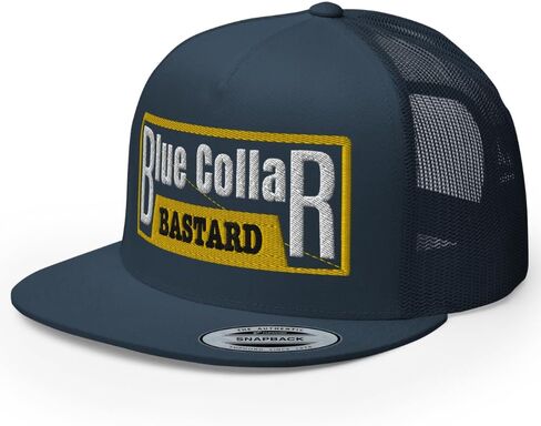 NG Blue Collar Bastard Embroidered Flat Bill Trucker Hat High Crown Adjustable Cap in Saudi Arabia