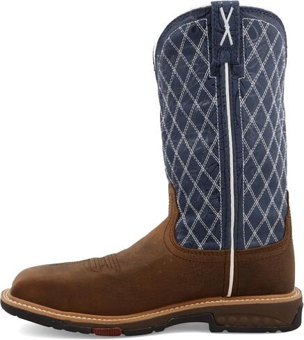 Twisted X Women's 11" Western Work Boot, Square Toe Nano Toe with CellStretch, Brown & Blue, 9.5 C in Saudi Arabia