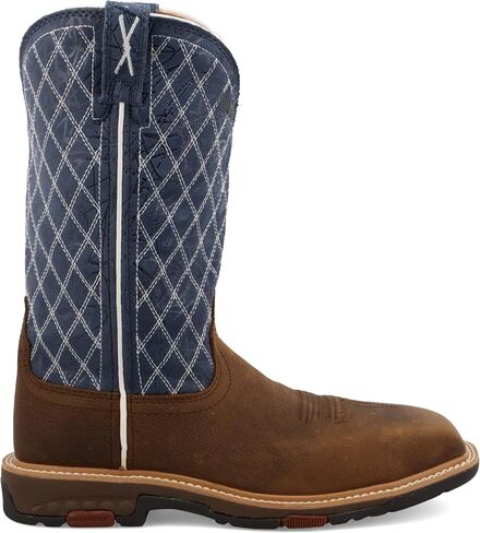 Twisted X Women's 11" Western Work Boot, Square Toe Nano Toe with CellStretch, Brown & Blue, 9.5 C in Saudi Arabia