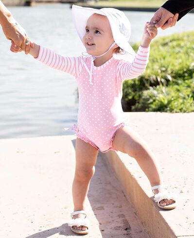 RuffleButts Sun Protective Hat - Periwinkle Blue - 0-6m in Saudi Arabia