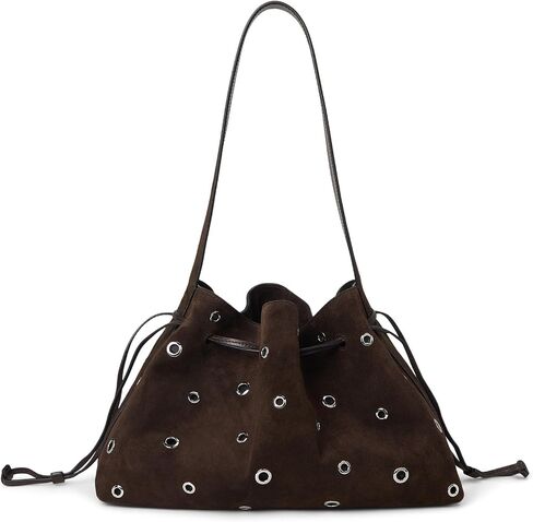 Madewell Suede Drawstring Shoulder-Eyelet, Dark Carob in Saudi Arabia