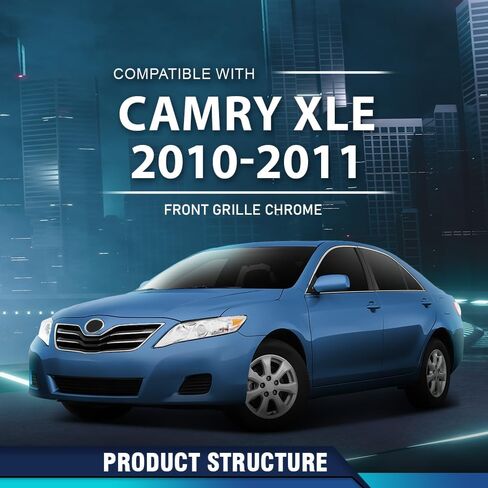 شبكة المصد الأمامي PIT66 من الكروم وإدراج أسود متوافق مع Toyota Camry XLE 2010-2011 5310106190C0، TO1200325 in Kuwait