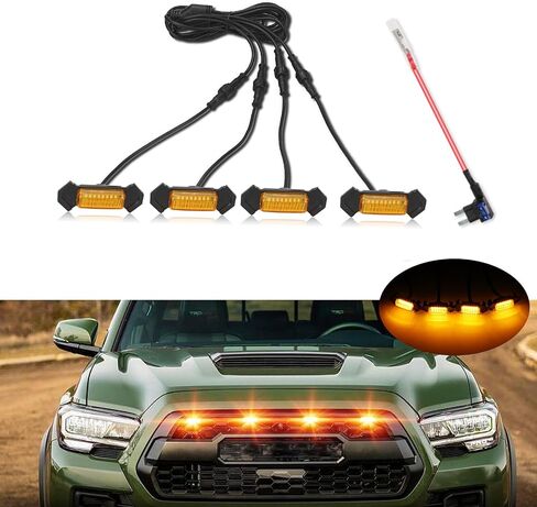 4PCS LED Lights for 2016-2023 Aftermarket Toyota Tacoma TRD PRO Grille with Harness & Fuse (Smoked Surface White Light) in Saudi Arabia