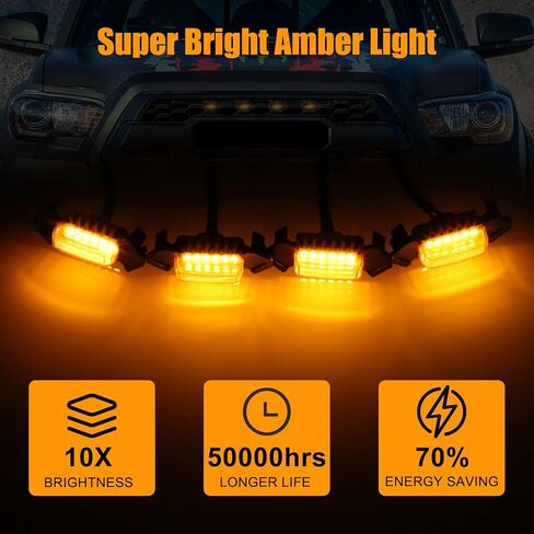 4PCS LED Lights for 2016-2023 Aftermarket Toyota Tacoma TRD PRO Grille with Harness & Fuse (Smoked Surface White Light) in Saudi Arabia
