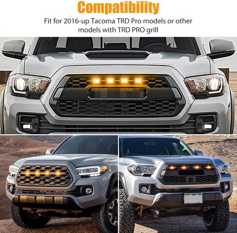 4PCS LED Lights for 2016-2023 Aftermarket Toyota Tacoma TRD PRO Grille with Harness & Fuse (Smoked Surface White Light) in Saudi Arabia