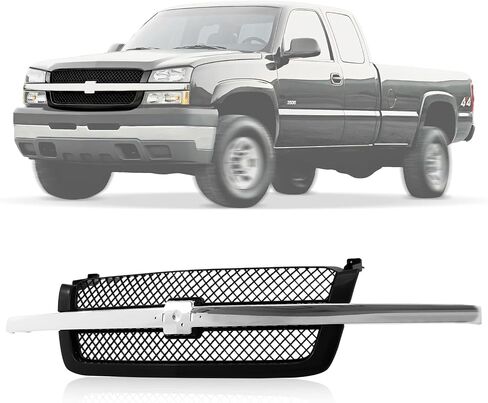 CarPartsDepot Front Grille All Chrome With Insert Compatible With Chevrolet 2003-2007 Silverado 1500 2500 3500 in Saudi Arabia