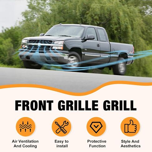 CarPartsDepot Front Grille All Chrome With Insert Compatible With Chevrolet 2003-2007 Silverado 1500 2500 3500 in Saudi Arabia