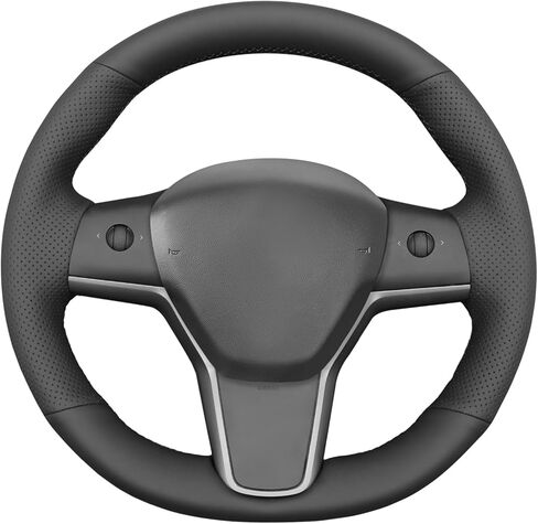 MEWANT Car Steering Wheel Cover for Tesla Model 3 2017-2020 Tesla Model Y 2020-2021 Hand-Stitched Microfiber Leather Car Steering Wrap in Saudi Arabia