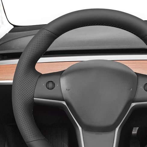 MEWANT Car Steering Wheel Cover for Tesla Model 3 2017-2020 Tesla Model Y 2020-2021 Hand-Stitched Microfiber Leather Car Steering Wrap in Saudi Arabia