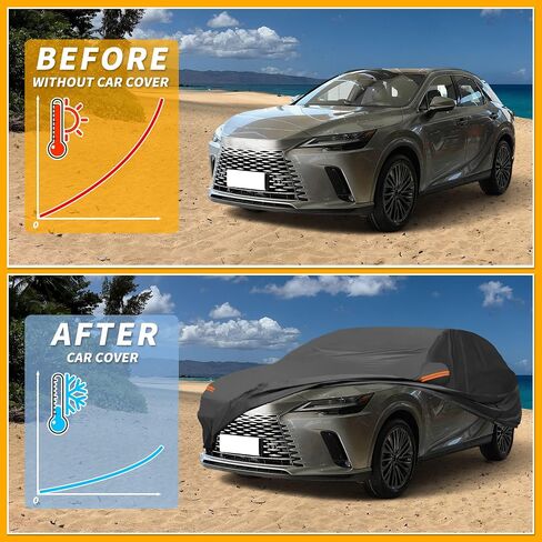 Car Cover Waterproof All Weather Sun Rain Protection Full Exterior Cover for Lexus RX Black with Left Side Zippers in Saudi Arabia
