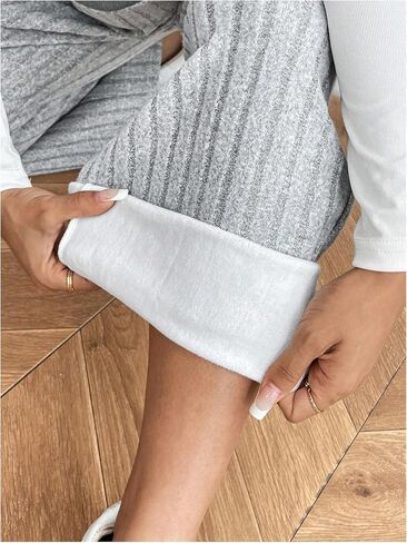 سراويل الحمل النسائية من MakeMeChic فوق البطن بخصر عالٍ وساق مستقيمة ومضلعة in Saudi Arabia