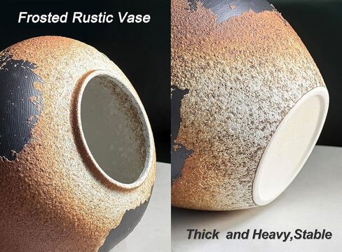 GeLive Brown Ceramic Vase Table Centerpiece Vase Round Moon Jar Vase Jingdezhen Handmade Pottery Vase Waterproof Fresh Dried Flower Vase Glossy Finish Home Decor Kitchen Utensil Holder in Kuwait