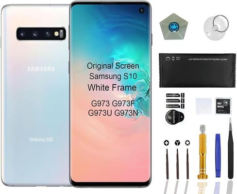 Samsung Galaxy S10 6.1" True Original OEM Display Digitizer LCD Screen Replacement Touch Assembly SM-G973U G973F G9730 G973W LCD Display Premium Repair Toolkit + Free Install (Flamingo Pink Frame) in Saudi Arabia