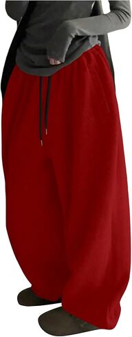 GORGLITTER Women's Baggy Sweatpants Y2K Drawstring High Waisted Loose Long Pants with Pockets in Kuwait