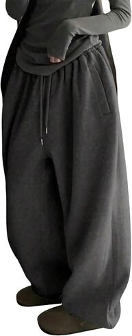 GORGLITTER Women's Baggy Sweatpants Y2K Drawstring High Waisted Loose Long Pants with Pockets in Kuwait