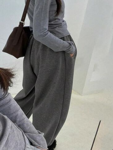 GORGLITTER Women's Baggy Sweatpants Y2K Drawstring High Waisted Loose Long Pants with Pockets in Kuwait