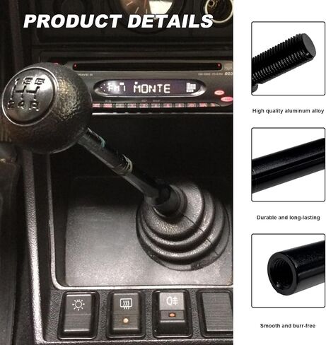 2" Shift Knob Extender, M12X1.25 Car Gear Shifter Knob Extension Lever, Aluminum Alloy Manual Gear Shifter Extender Lever Replacement for Most Vehicles, Car Accessories in Saudi Arabia
